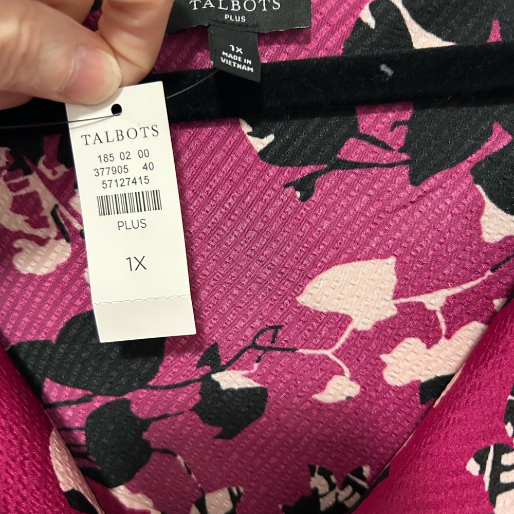 Talbots Satin Cowl-Neck Shell Silhouette Roses - Picture 7 of 10